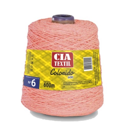 ギフトコットン Barbante Colorido N°6 - 600m - Cia Textil - Salmão - Armarinhos Nodari